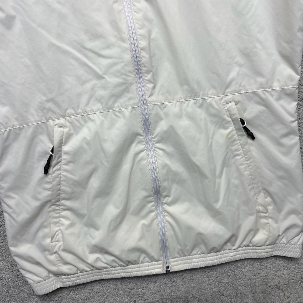 Adidas Jacket Mens S White Black Striped Full Zip Hooded Lightweight Windbreaker - Picture 7 of 16